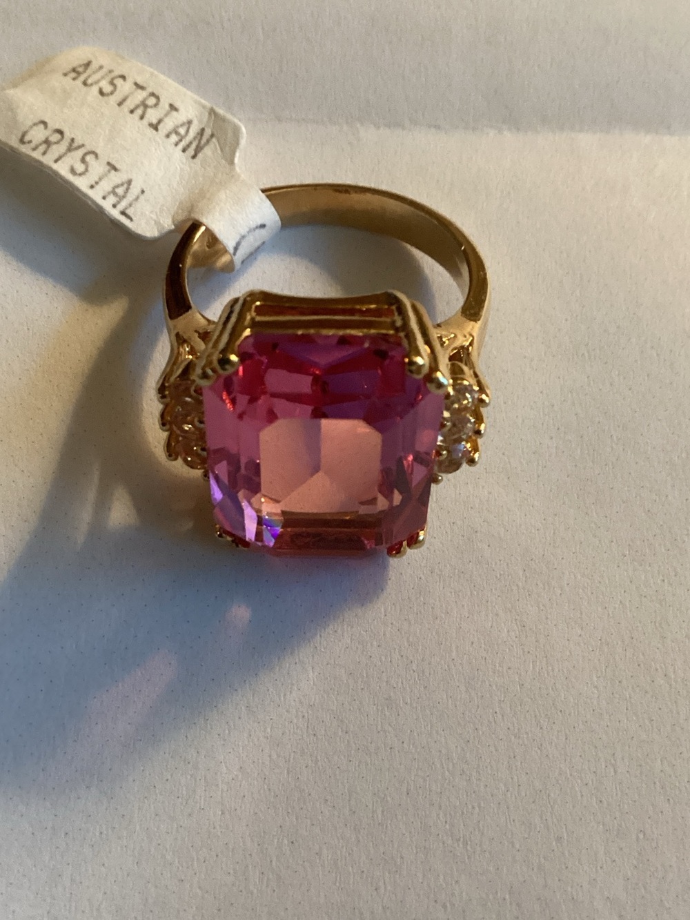 NWOT Pink Statement Ring in Gold Tone